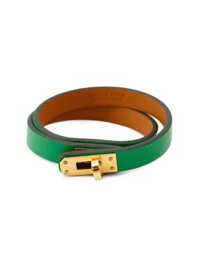 Hermes Bracelet Mini Kelly Double Tour Bamboo Gold Chevre Mysore T2